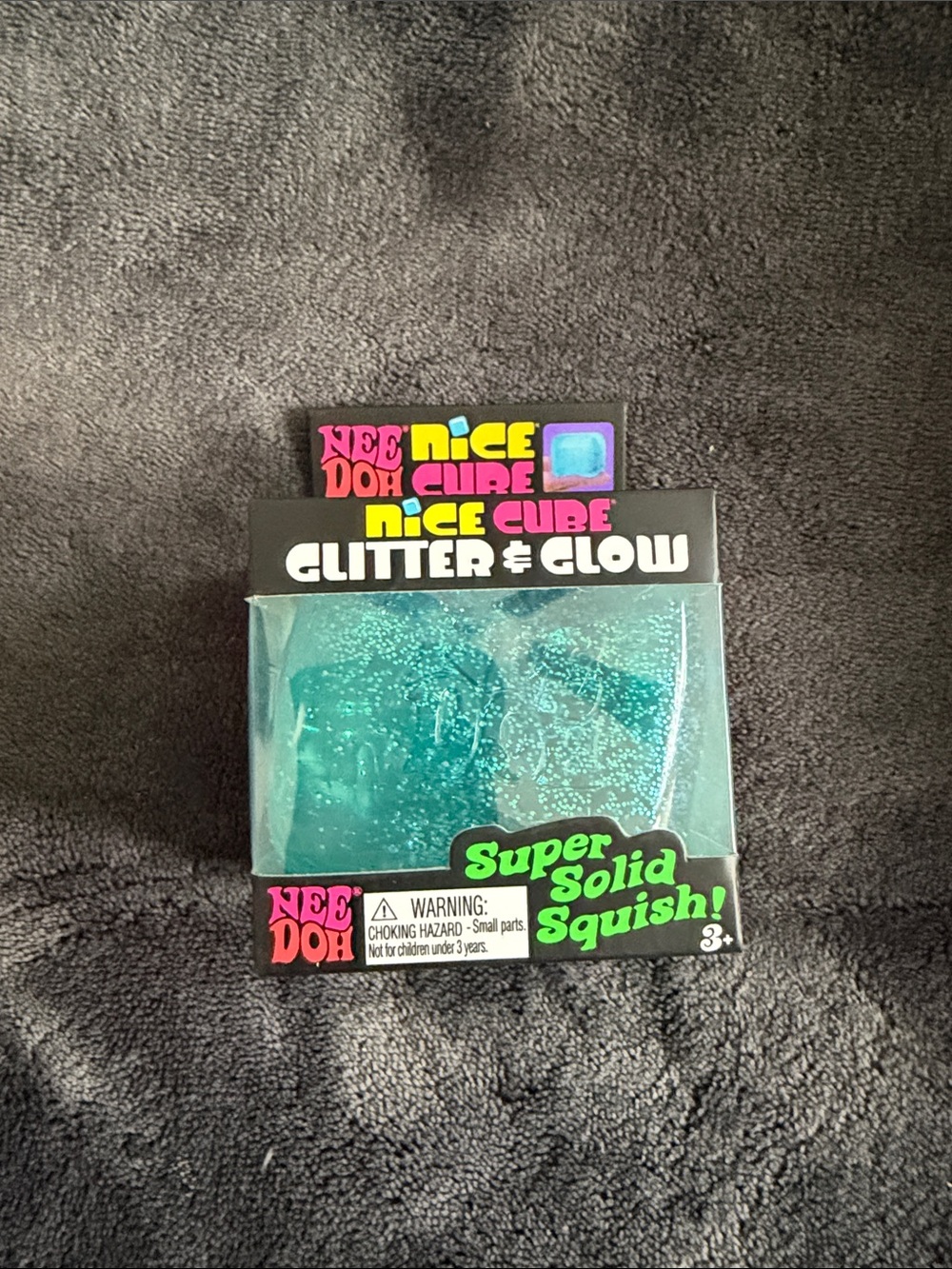 Neefoh Nice Cube Glitter & Glow - blue Super Solid Squish toy NIOP
